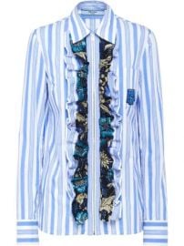 Prada ruffled striped shirt at Farfetch